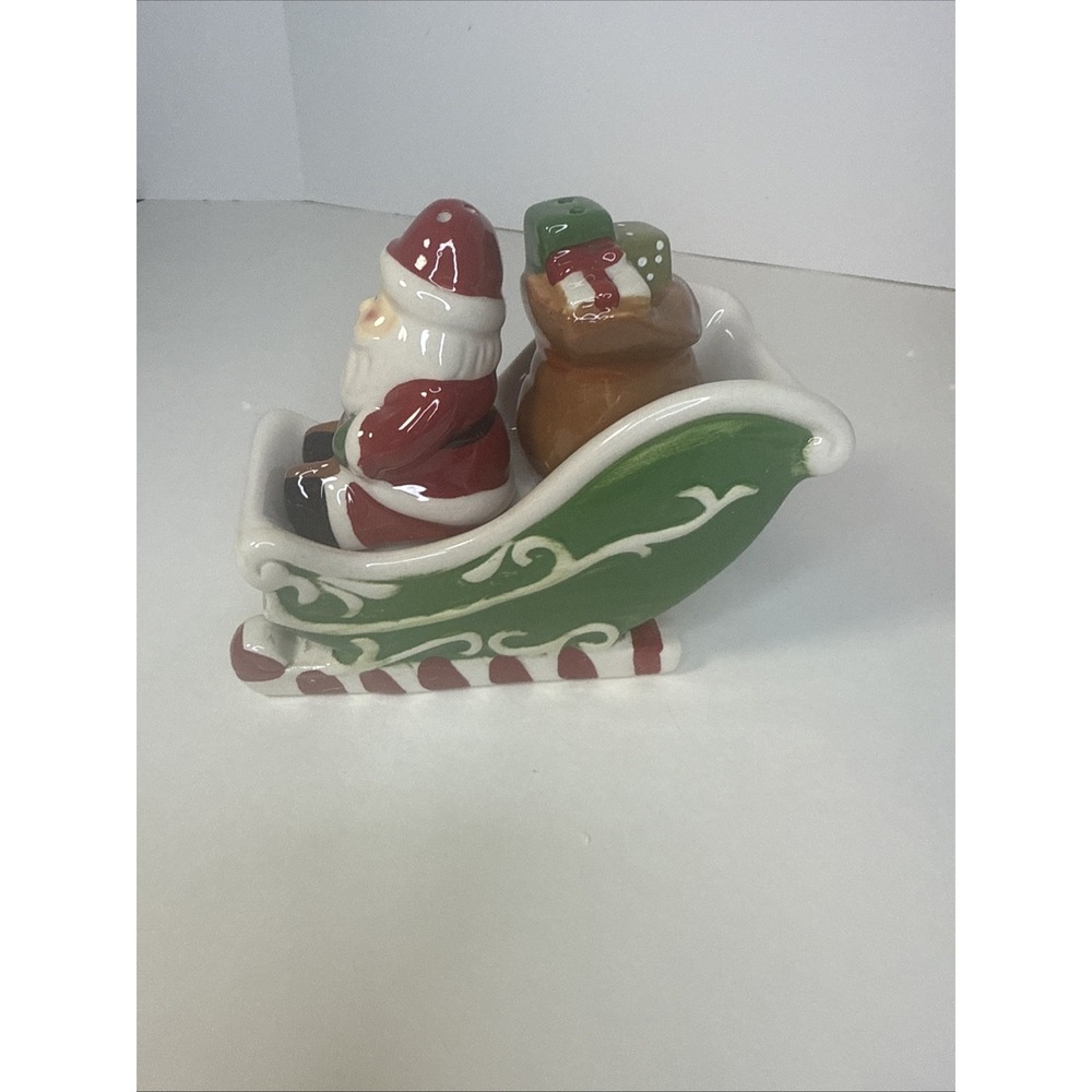 Cracker Barrel Santa Sleigh & Toys Salt & Pepper Set, Unused, In Original Box